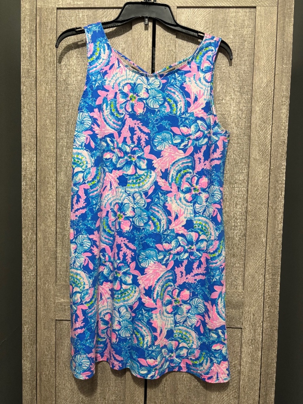 Lilly Pulitzer Dress Kristin Swing Dress in Blue and Pink Tropical Print Medium